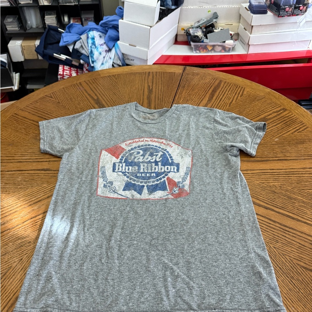 Original Retro Brand Pabst Bkue Ribbon Gray Graphic Tee